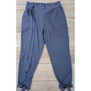GRACE KARIN High Waist Pockets Bow-Knot Cropped Paper Bag Pants‎ Blue Size 2XL